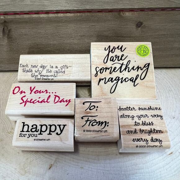 Rubber Stamp various phrases mixed a lot - Picture 1 of 4